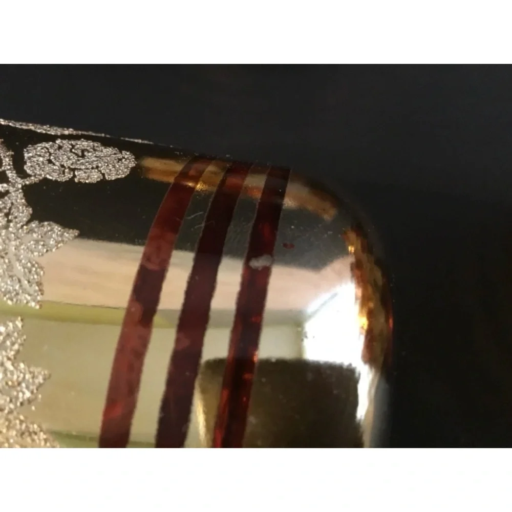 Mid Century Crown Ruby Gold Glitter Embossed 6 oz Tumblers 6 Piece Set Vintage - Picture 5 of 9